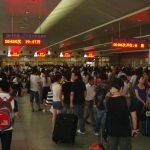 A crowded China train station