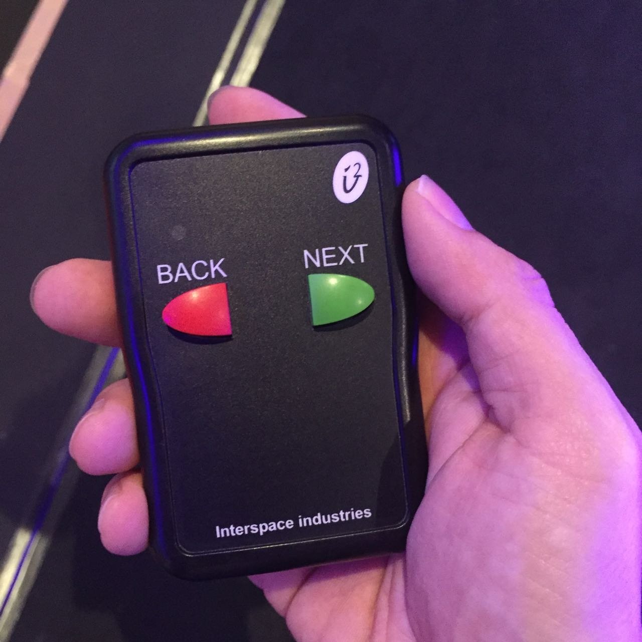 Clicker for presenting on large stages