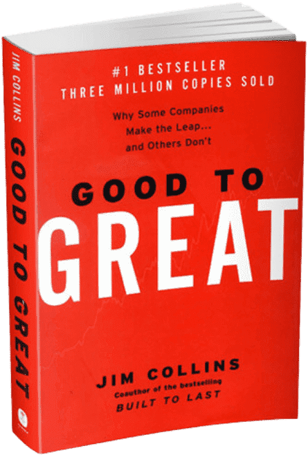 Cover of Good to Great by Jim Collins, a book exploring why some companies achieve long-term success with concepts like Level 5 Leadership, Hedgehog Concept, and Flywheel Effec