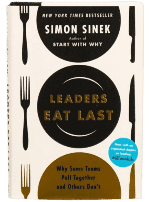 Cover of Leaders Eat Last by Simon Sinek, a book about building trust and cooperation within teams